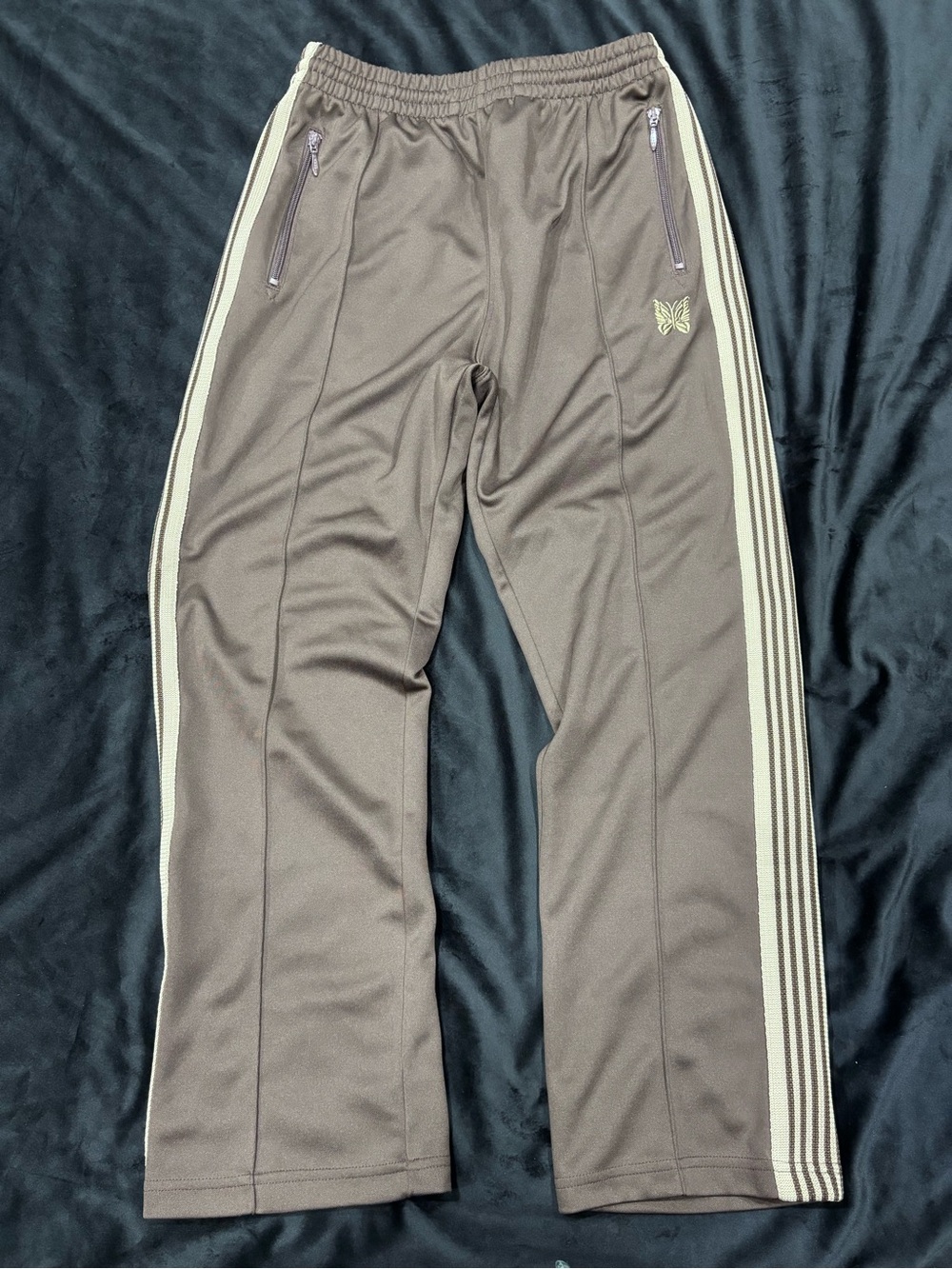 Needles Brown Track Pants with Cream Stripes